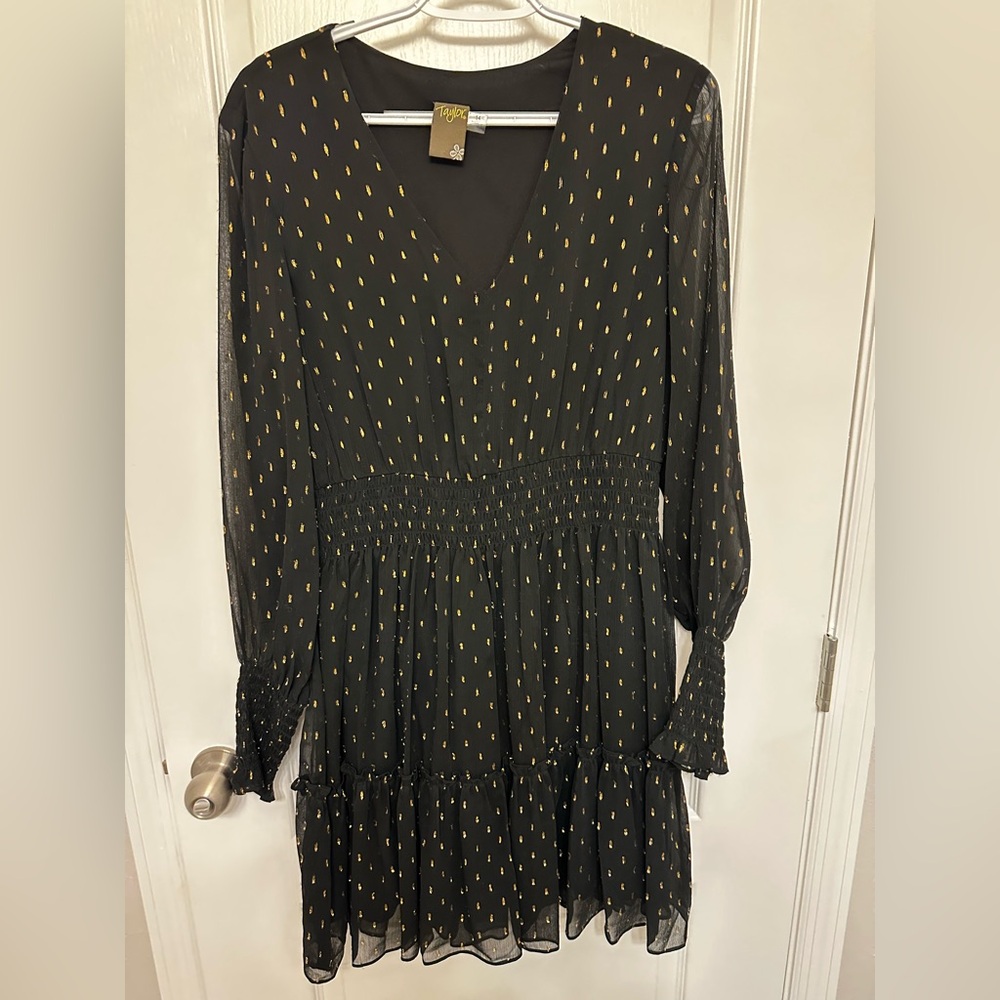 Taylor Black Dress with Gold Accents